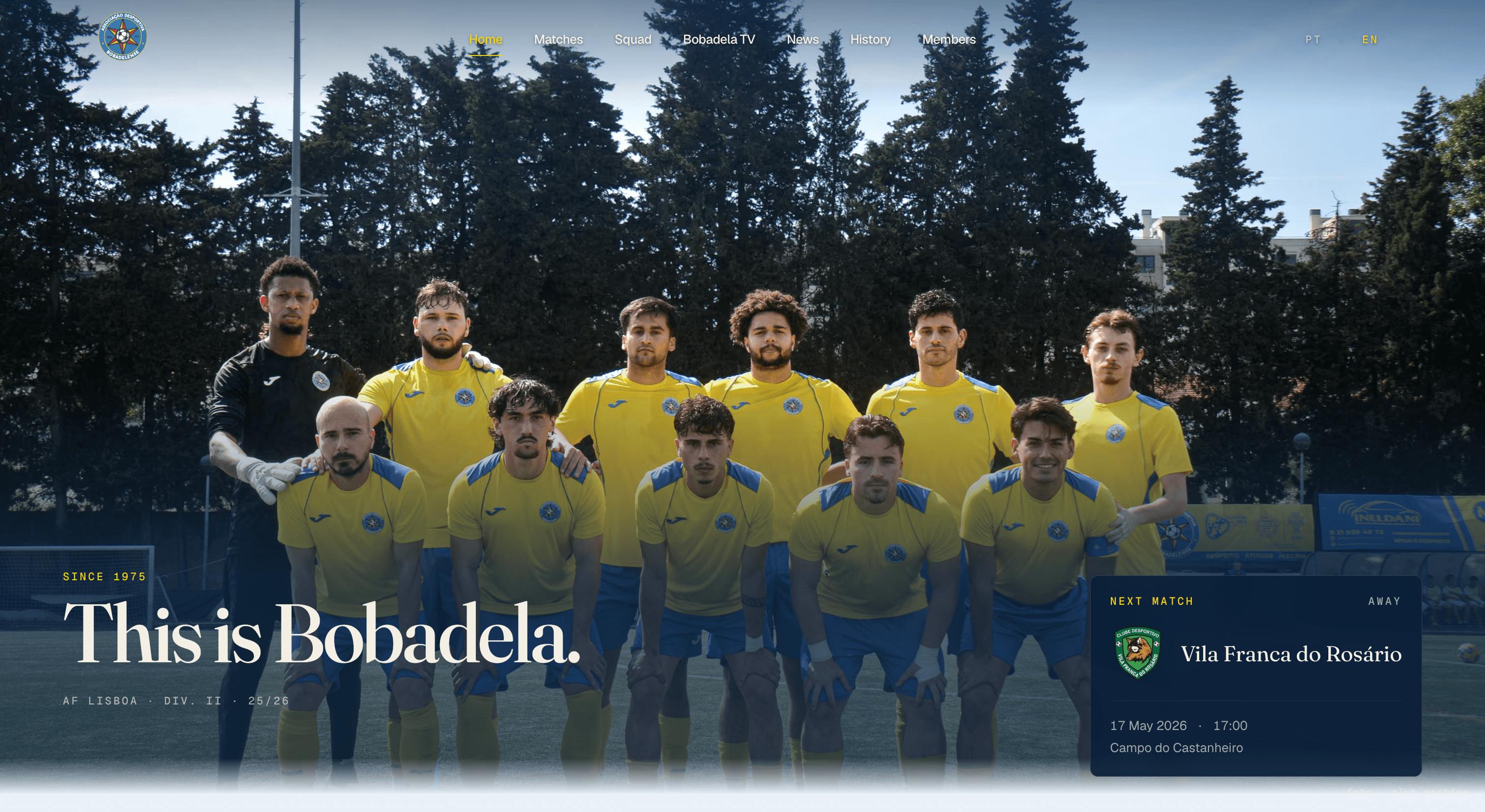 AD Bobadelense website — bobadela.vercel.app