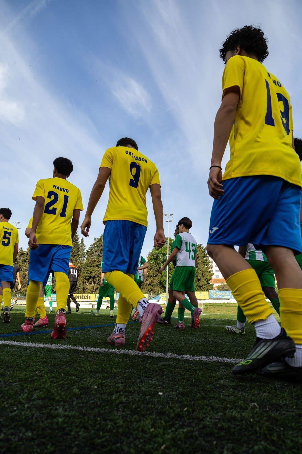 AD Bobadelense players walking out before a fixture in Bobadela, outside Lisbon